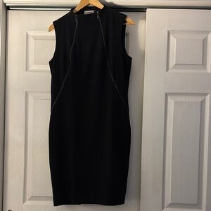 Calvin Klein Black Midi Dress with Zipper Detail